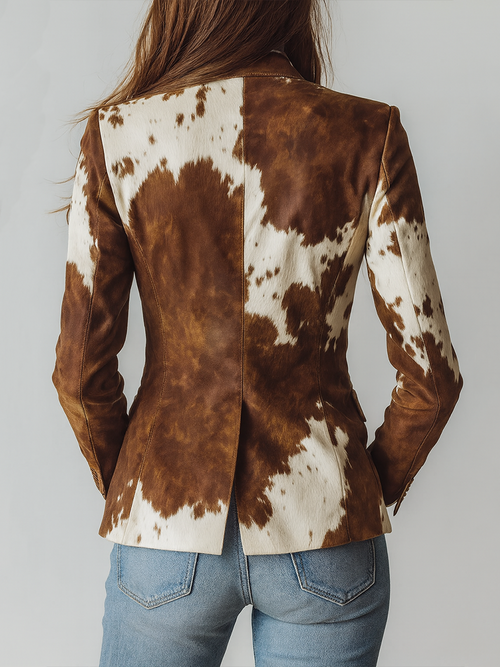 ALESSIA - BLAZER VINTAGE IMPRIMÉ VACHE ÉCORESPONSABLE