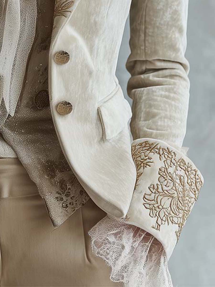 CONSTANZA - BLAZER DE TAILLEUR BRODÉ IVOIRE