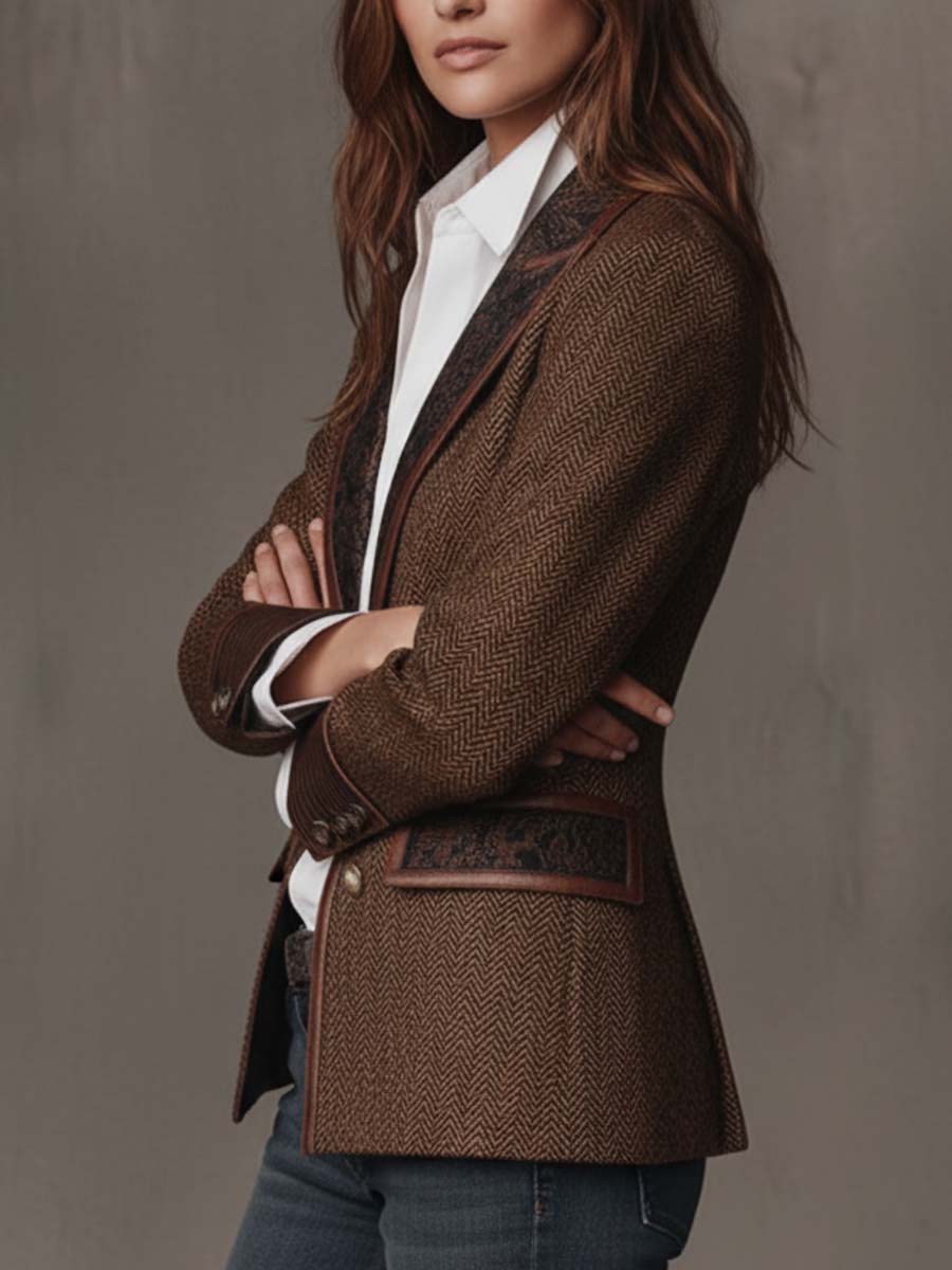 FRANCESCA - BLAZER EMPIÈCEMENTS IMPRIMÉS CHEVRONS