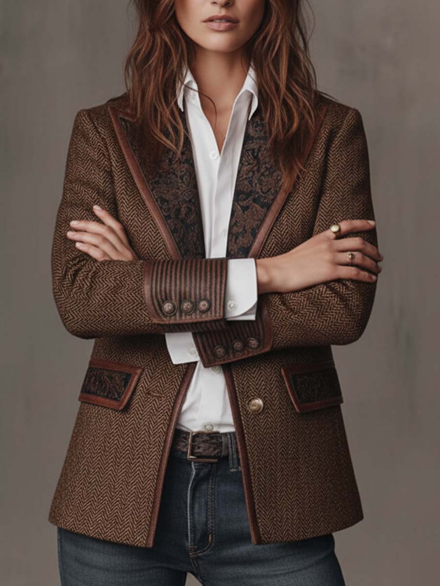 Gisela | Blazer à empiècements imprimés à chevrons