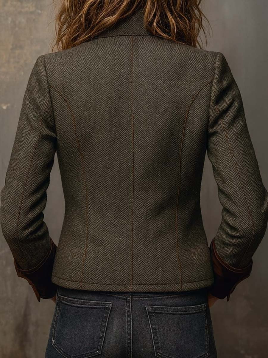 BELLA - BLAZER VINTAGE CHEVRONS BORDURES CONTRASTÉES