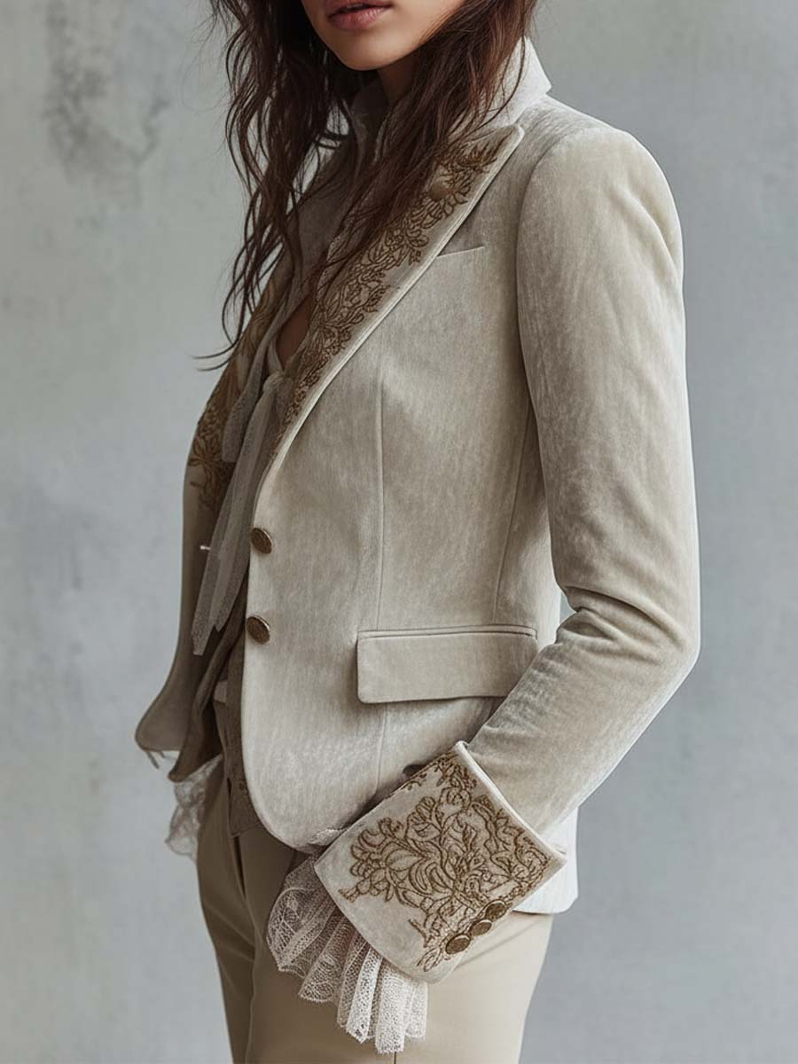 CONSTANZA - BLAZER DE TAILLEUR BRODÉ IVOIRE