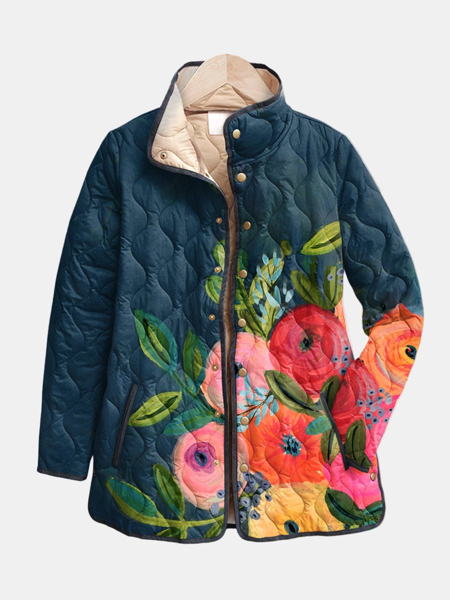LÉA - VESTE MATELASSÉE À FLEURS PEINTES