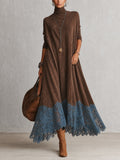 PIERA - ROBE LONGUE EFFET DAIM OURLET DENTELLE