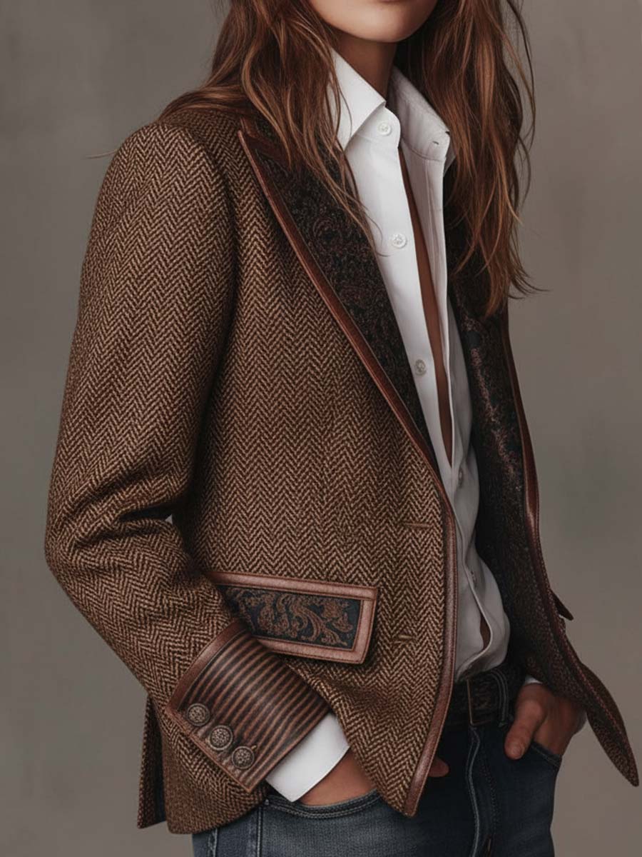 Gisela | Blazer à empiècements imprimés à chevrons