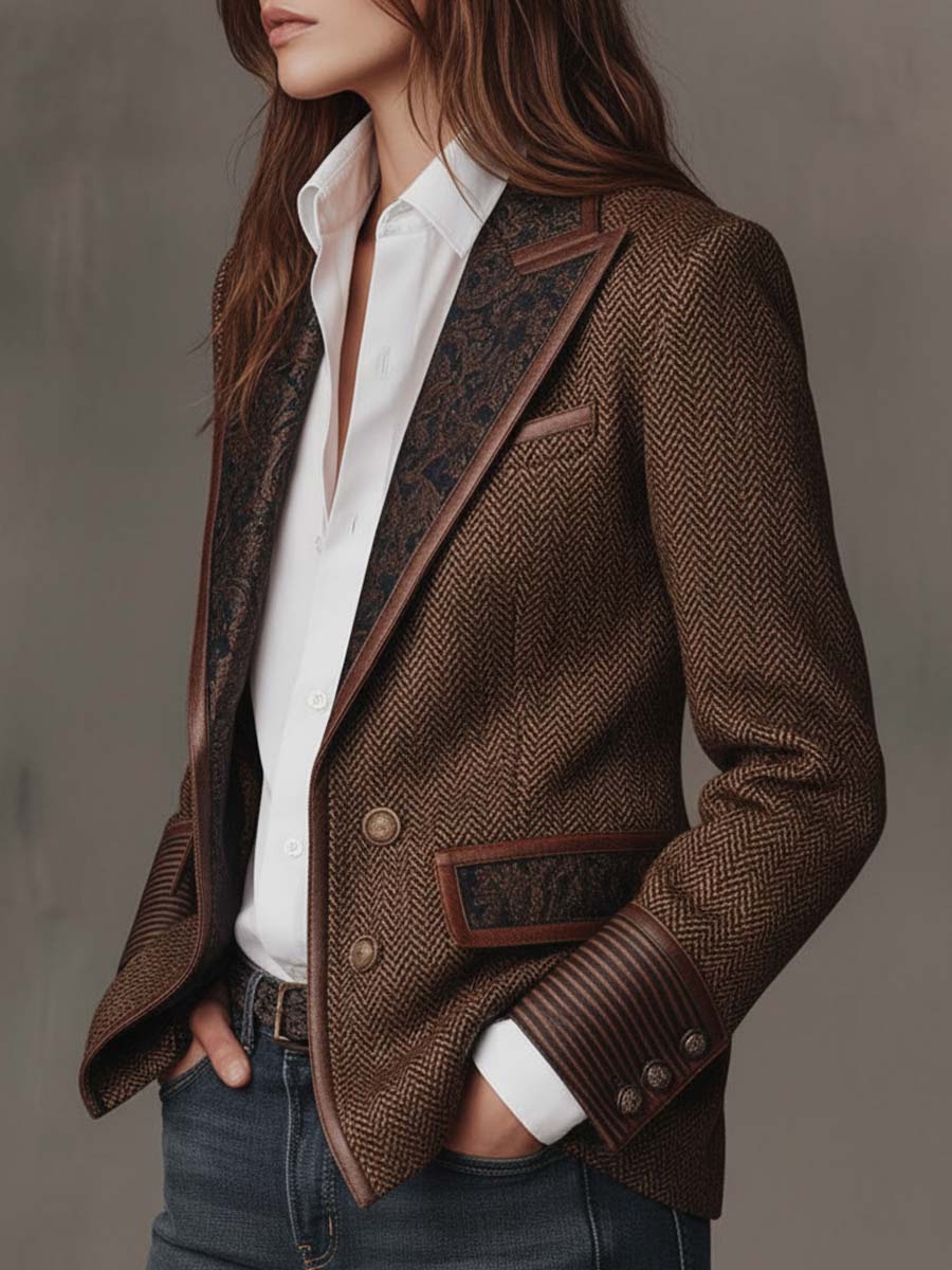 Gisela | Blazer à empiècements imprimés à chevrons