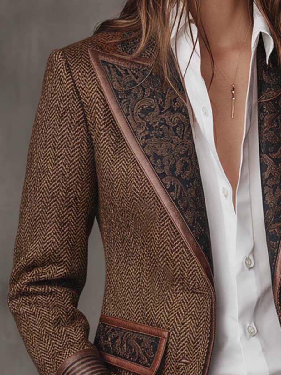 Gisela | Blazer à empiècements imprimés à chevrons
