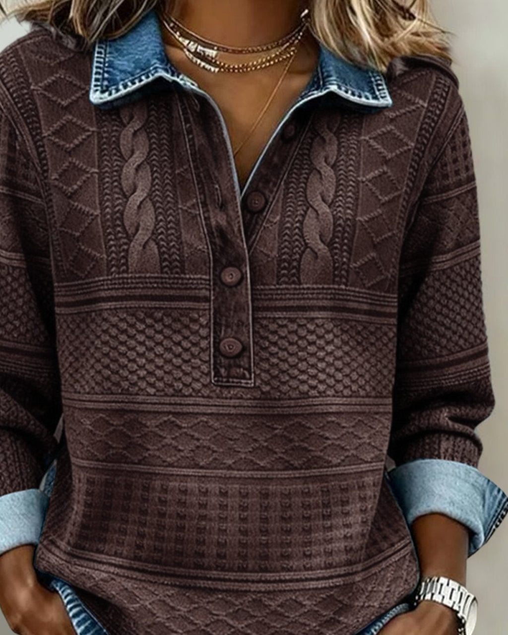 LENA - SWEAT COL BOUTONNÉ MI-HAUTEUR