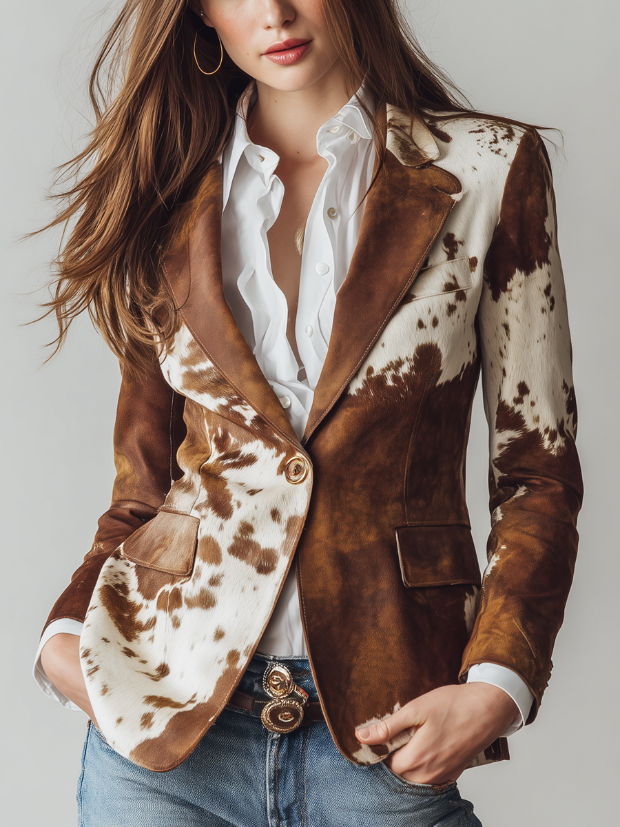 ALESSIA - BLAZER VINTAGE IMPRIMÉ VACHE ÉCORESPONSABLE