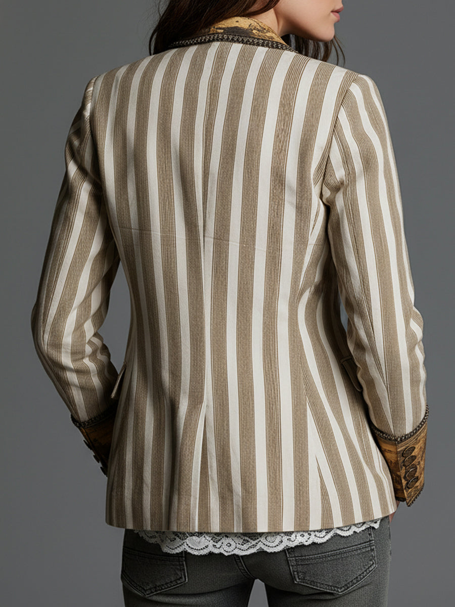 ROSANNA - BLAZER BOHÈME RAYÉ COL IMPRIMÉ