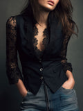 VITTORIA - BLAZER NOIR MANCHES SEMI-TRANSPARENTES