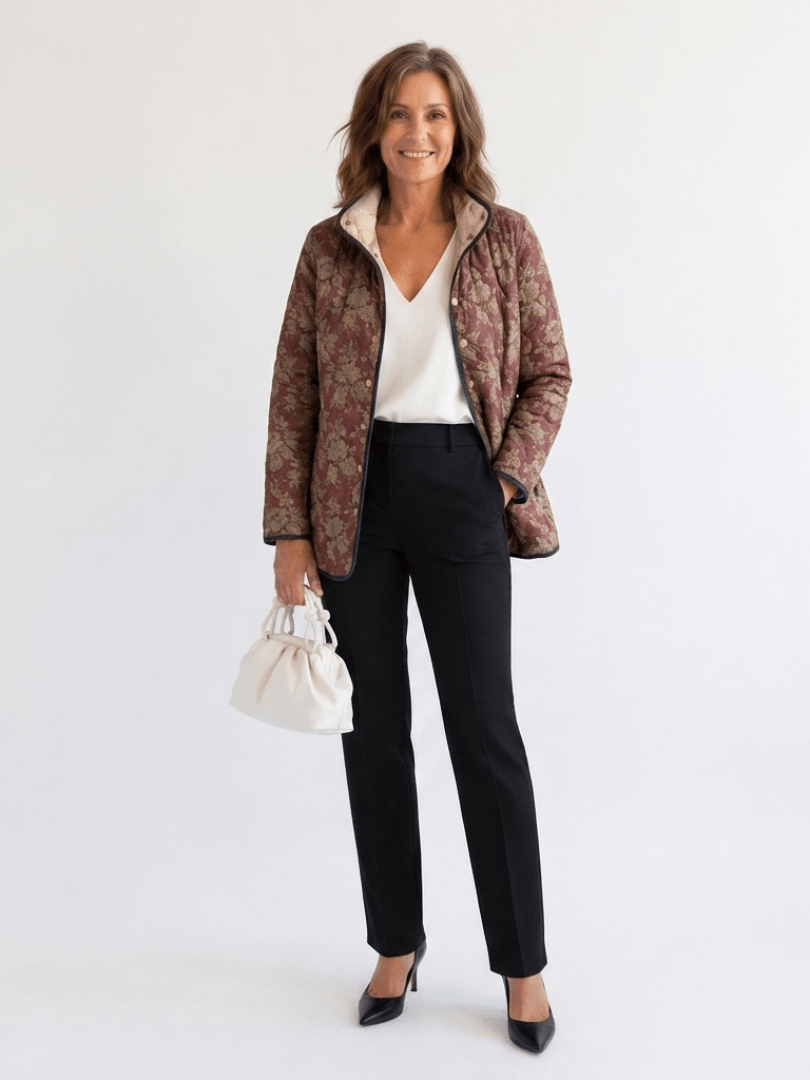 ALICE - VESTE MATELASSÉE EN DAMAS PRUNE