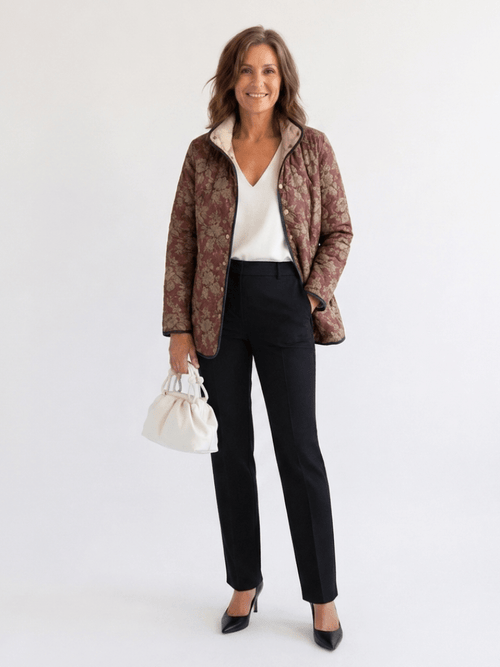 ALICE - VESTE MATELASSÉE EN DAMAS PRUNE