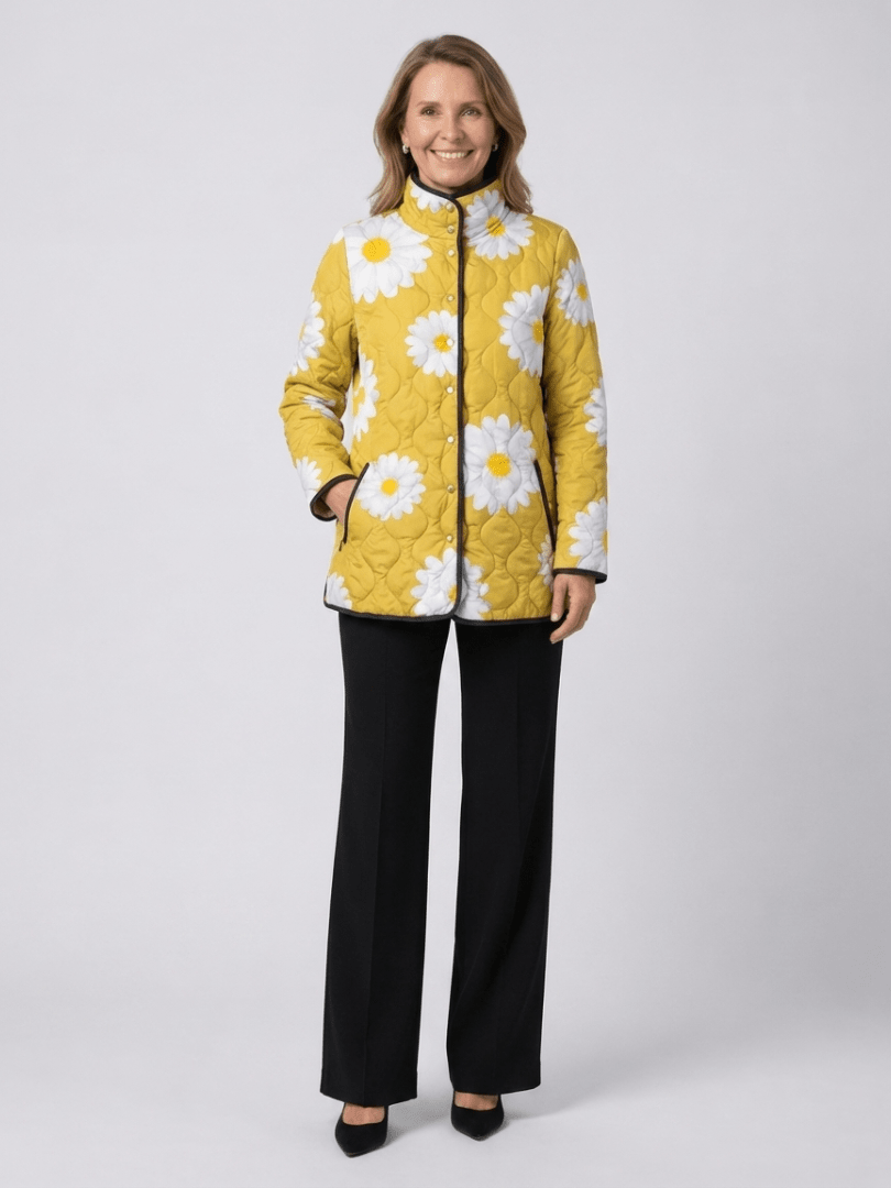 APOLLINE - VESTE MATELASSÉE À MOTIFS DE MARGUERITES