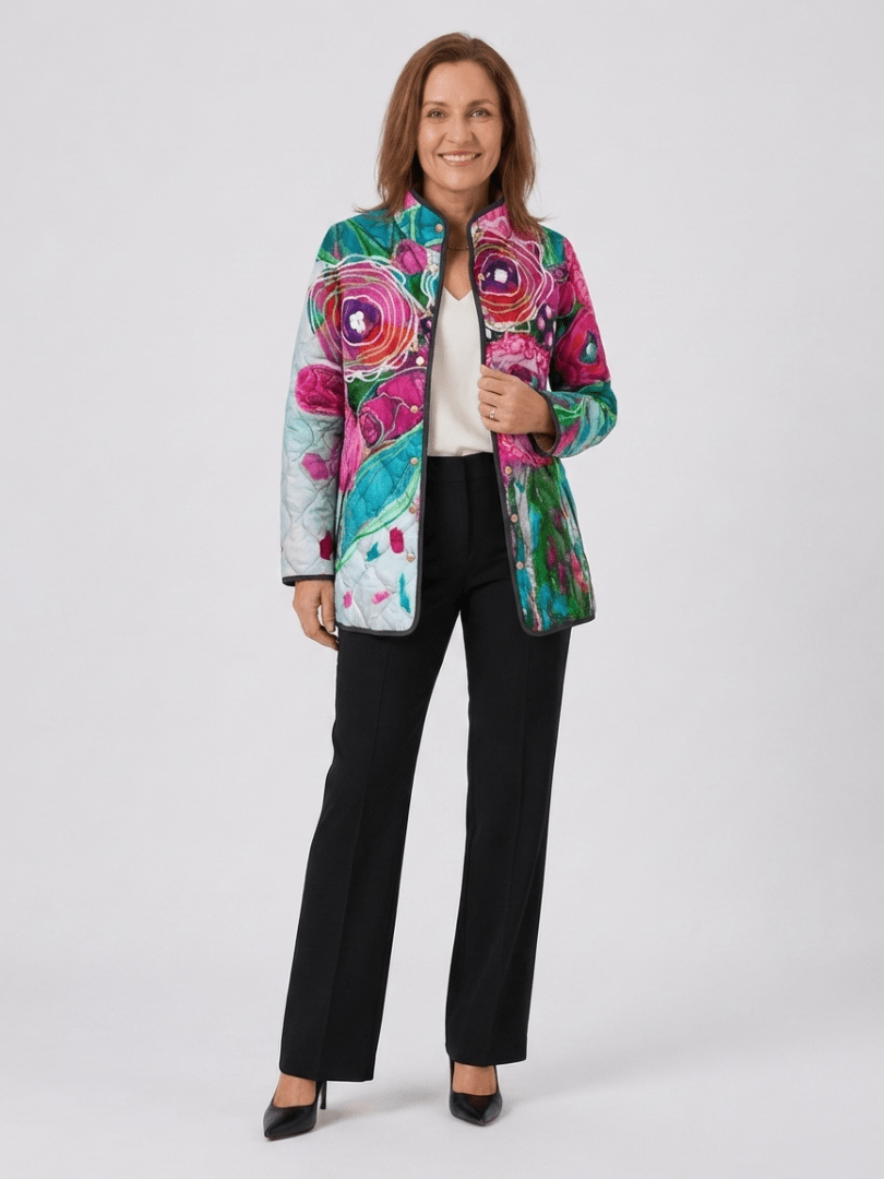MANON - VESTE MATELASSÉE FLORALE AQUARELLE