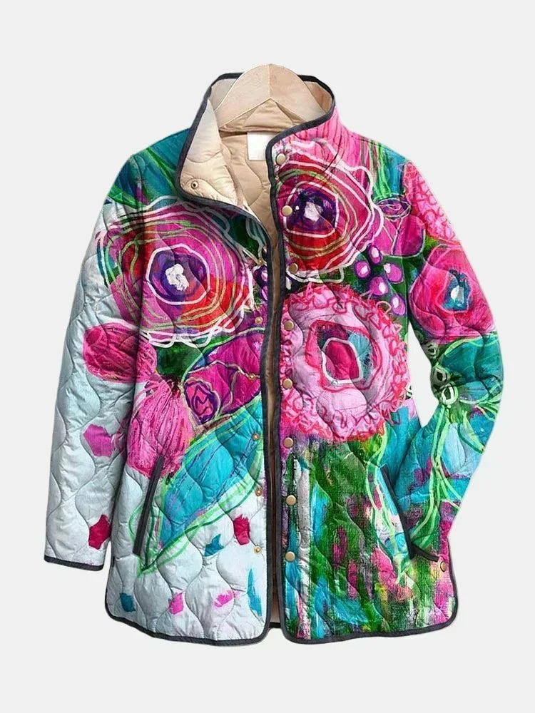 MANON - VESTE MATELASSÉE FLORALE AQUARELLE