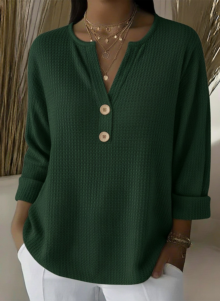 LUCIA - T-SHIRT HENLEY GAUFRÉ À BOUTONS