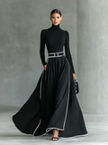 GINA - ROBE MAXI NOIRE COL MONTANT