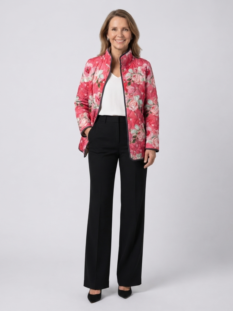 ELÉONORE - VESTE MATELASSÉE ROSES POUDRÉES