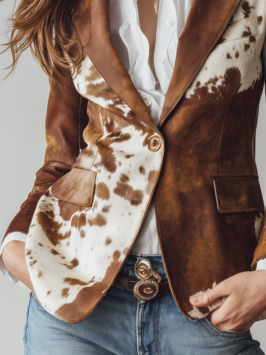 ALESSIA - BLAZER VINTAGE IMPRIMÉ VACHE ÉCORESPONSABLE