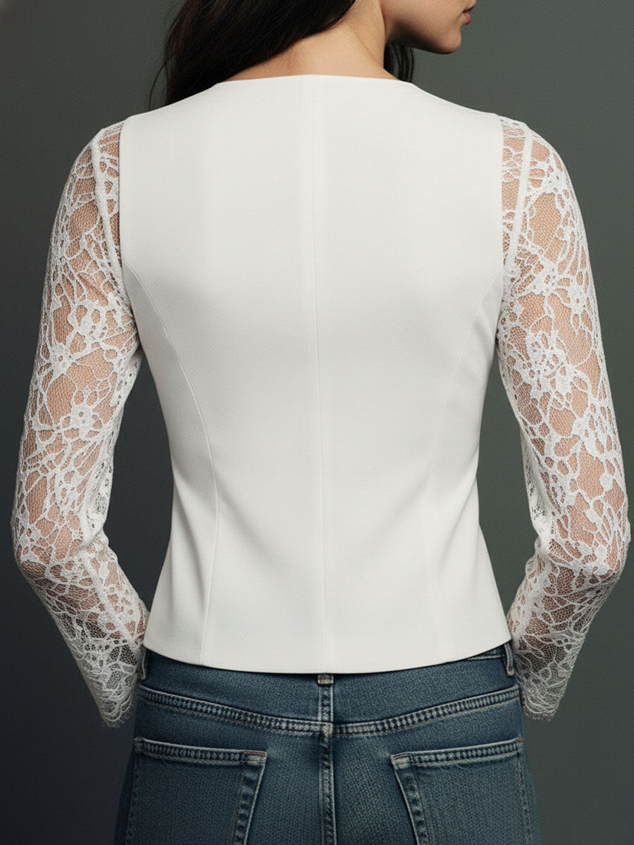 VITTORIA - BLAZER NOIR MANCHES SEMI-TRANSPARENTES