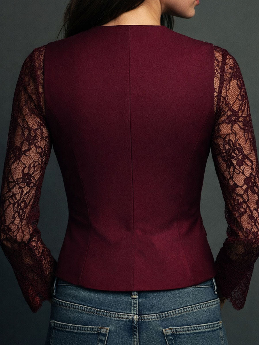 VITTORIA - BLAZER NOIR MANCHES SEMI-TRANSPARENTES