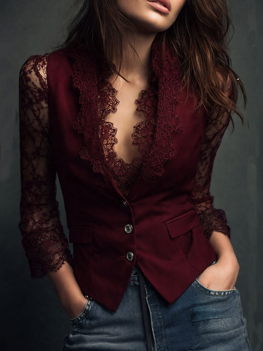 CONSUELO - BLAZER NOIR À MANCHES SEMI-TRANSPARENTES