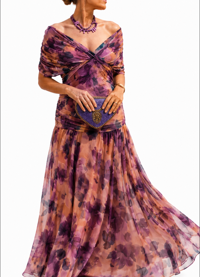MIKAELA - ROBE LONGUE À ÉPAULES DÉCOUVERTES
