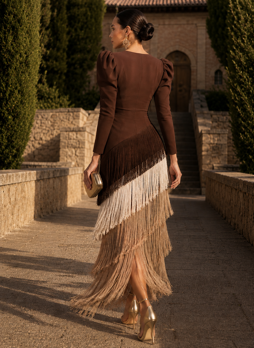 LUCIE - ROBE MIDI À FRANGES