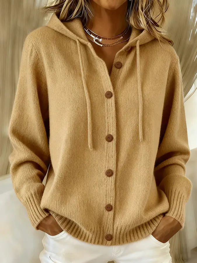 BETTINA - CARDIGAN À CAPUCHE BOUTONNÉ