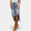 STACI - JUPE LONGUE TAILLE HAUTE EN JEAN