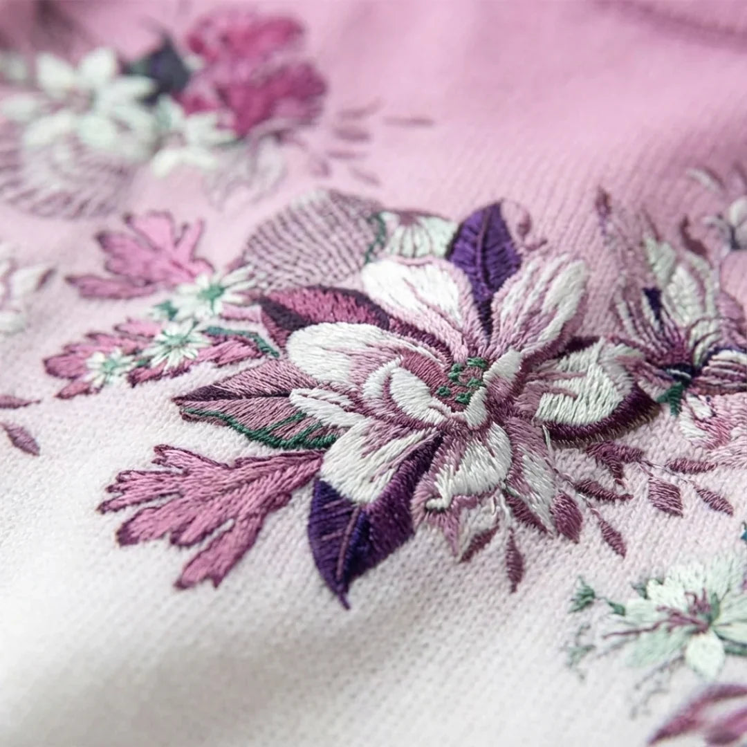 AURORA - PULL FLORAL À COL MONTANT