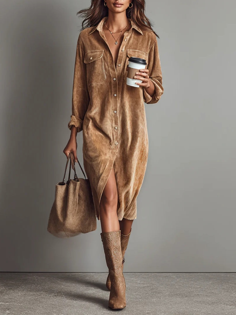 ROSARIA - ROBE MIDI AMPLE À DEUX POCHES