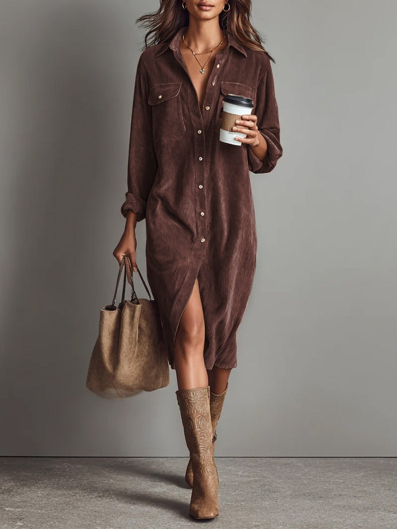 ROSARIA - ROBE MIDI AMPLE À DEUX POCHES