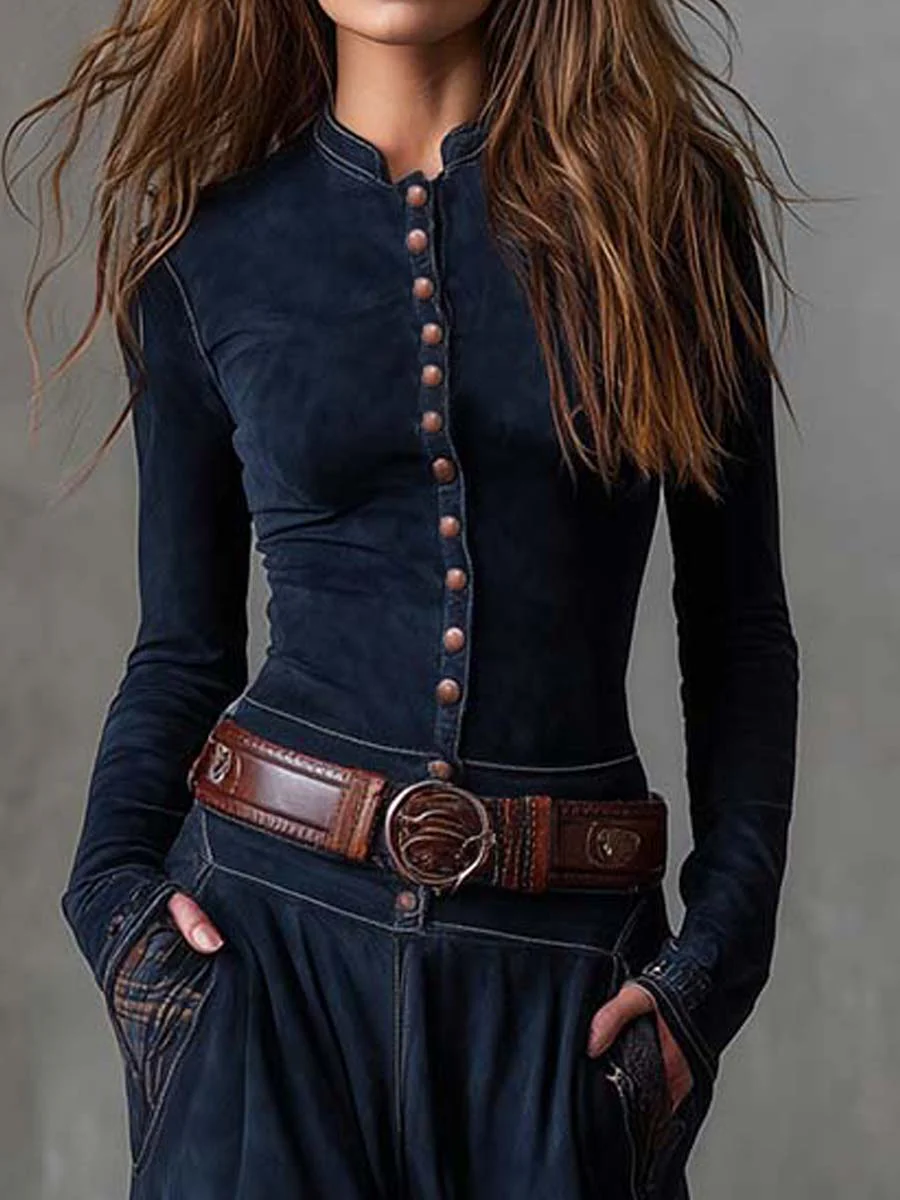 LIVIA - ROBE MAXI EN DAIM AVEC CEINTURE