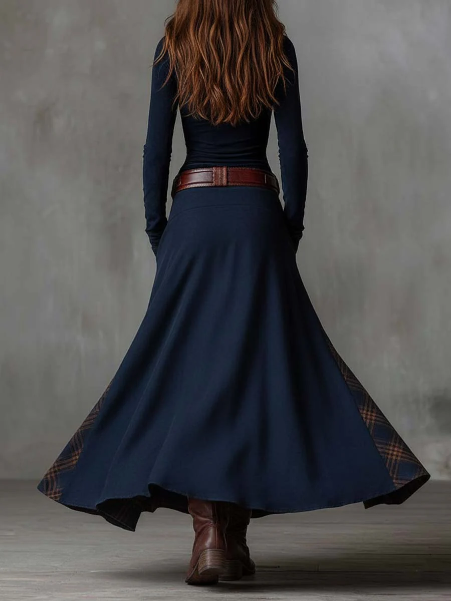 LIVIA - ROBE MAXI EN DAIM AVEC CEINTURE