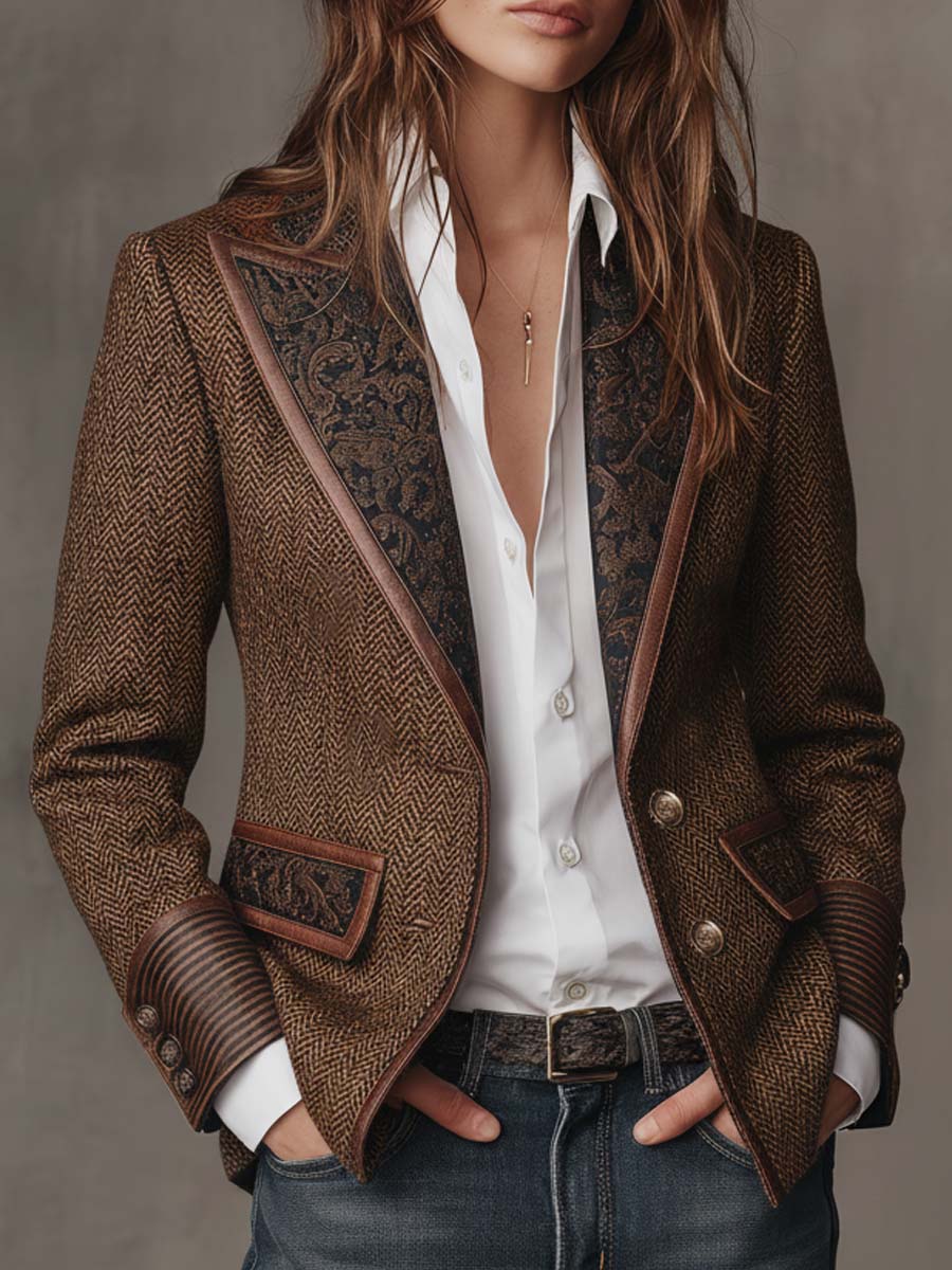 Gisela | Blazer à empiècements imprimés à chevrons