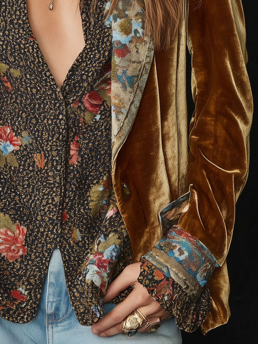 ANNA - BLAZER PATCHWORK IMPRIMÉ FLORAL VINTAGE