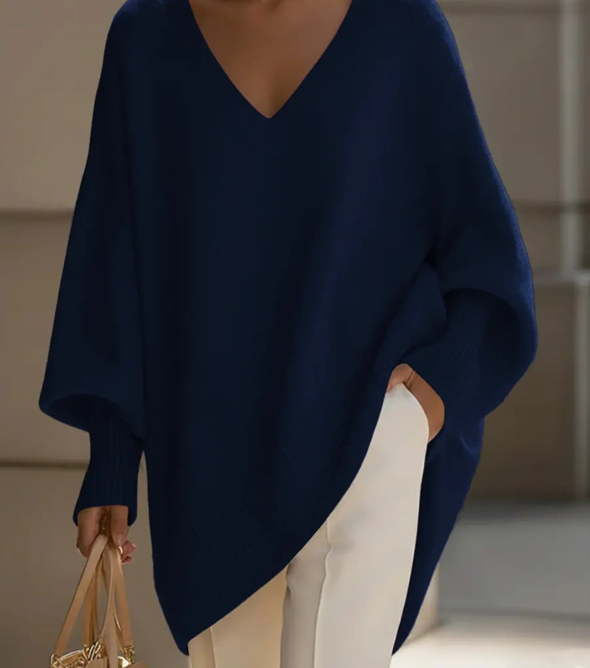 ADELINE - Pull oversize col en V - Marine