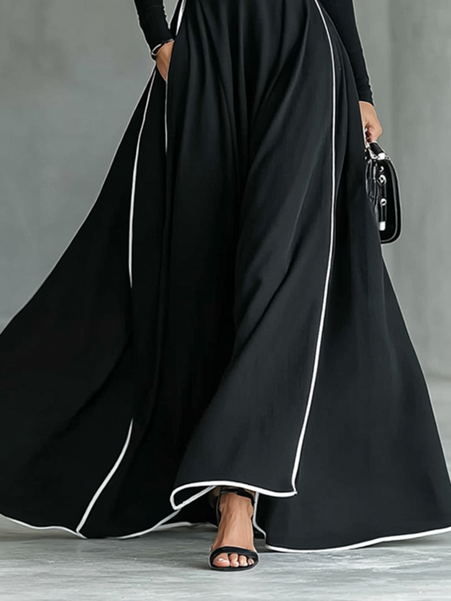 GINA - ROBE MAXI NOIRE COL MONTANT