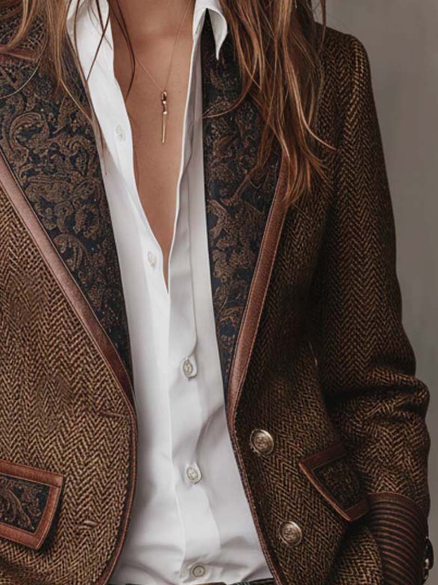 Gisela | Blazer à empiècements imprimés à chevrons