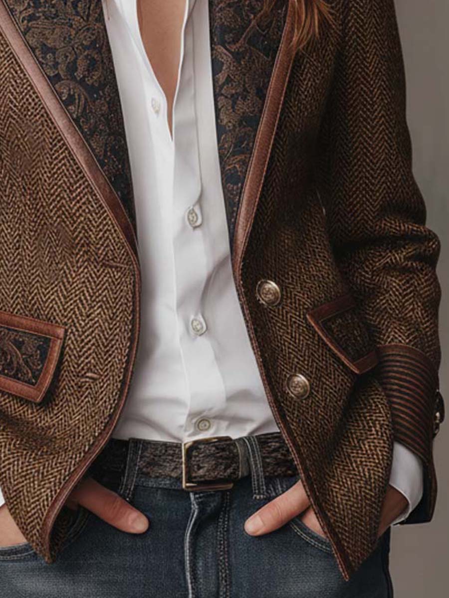 Gisela | Blazer à empiècements imprimés à chevrons