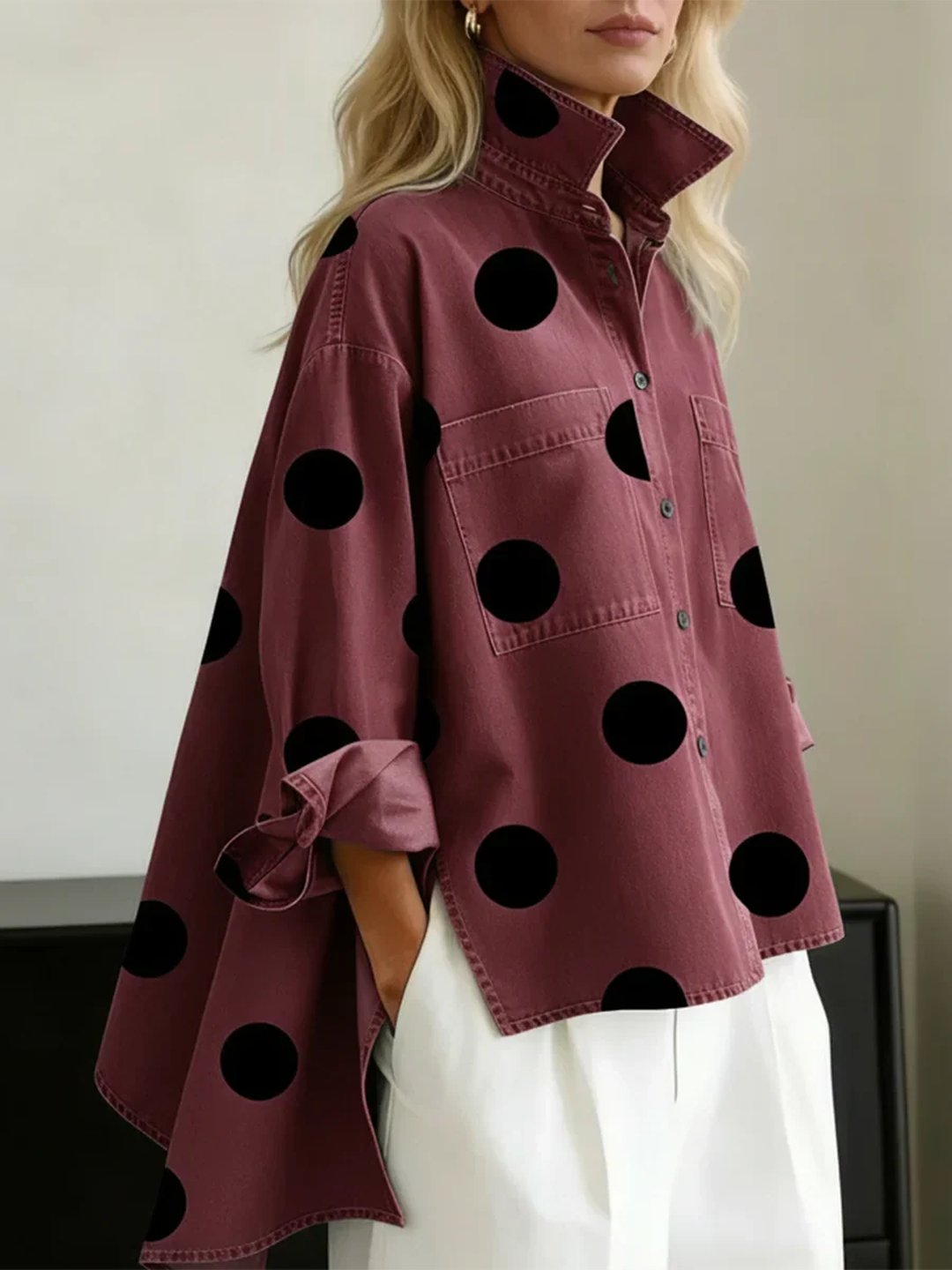 KIMBERLEE - CHEMISE À POIS BOUTONNÉE