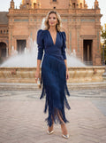 LUCIE - ROBE MIDI À FRANGES