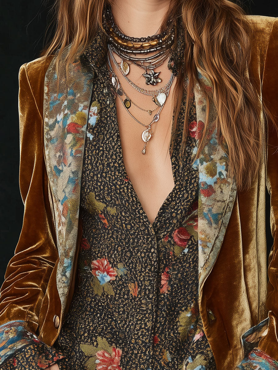 ANNA - BLAZER PATCHWORK IMPRIMÉ FLORAL VINTAGE