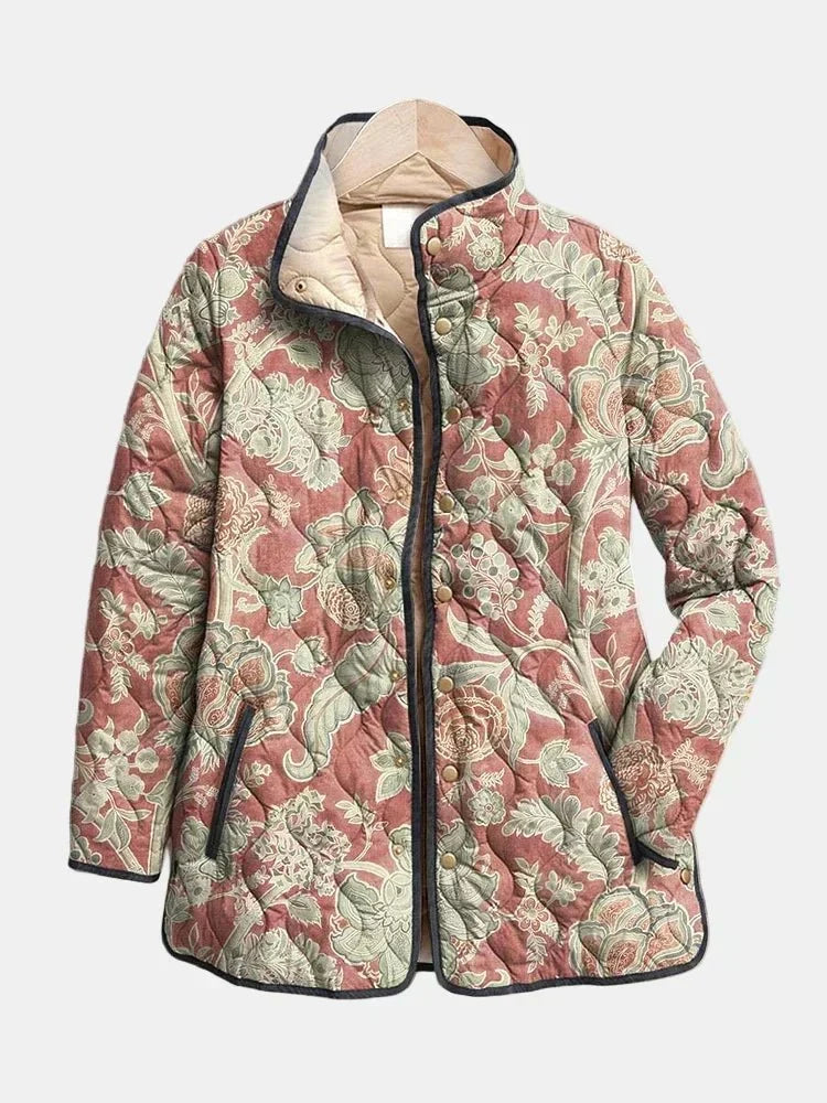 INÈS - VESTE MATELASSÉE DAMAS TERRACOTTA