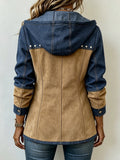 Valeria | Veste à capuche bleu marine et camel